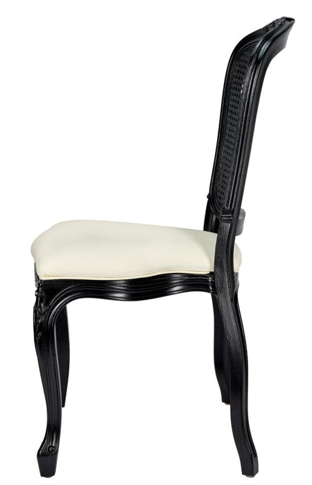 Ivory Vinyl Seat and Black Rattan Back