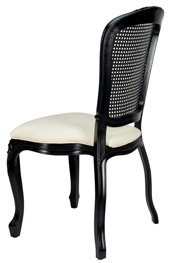 Ivory Vinyl Seat and Black Rattan Back