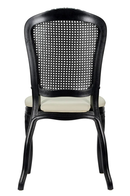 Ivory Vinyl Seat and Black Rattan Back