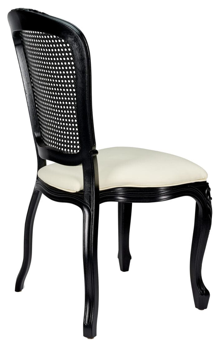 Ivory Vinyl Seat and Black Rattan Back