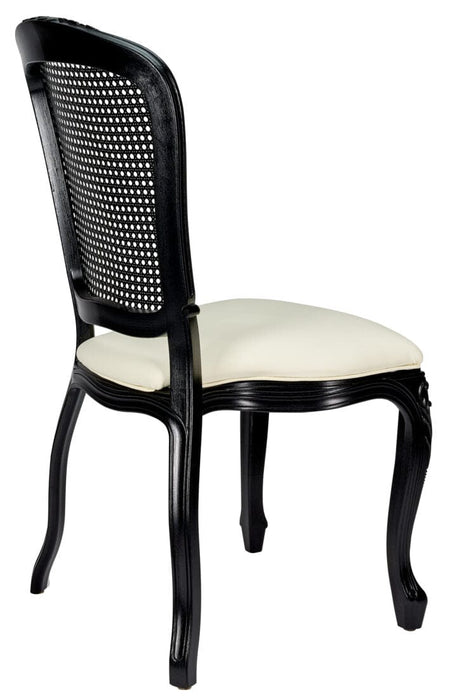 Ivory Vinyl Seat and Black Rattan Back