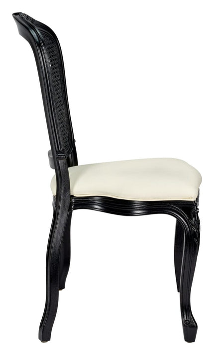 Ivory Vinyl Seat and Black Rattan Back