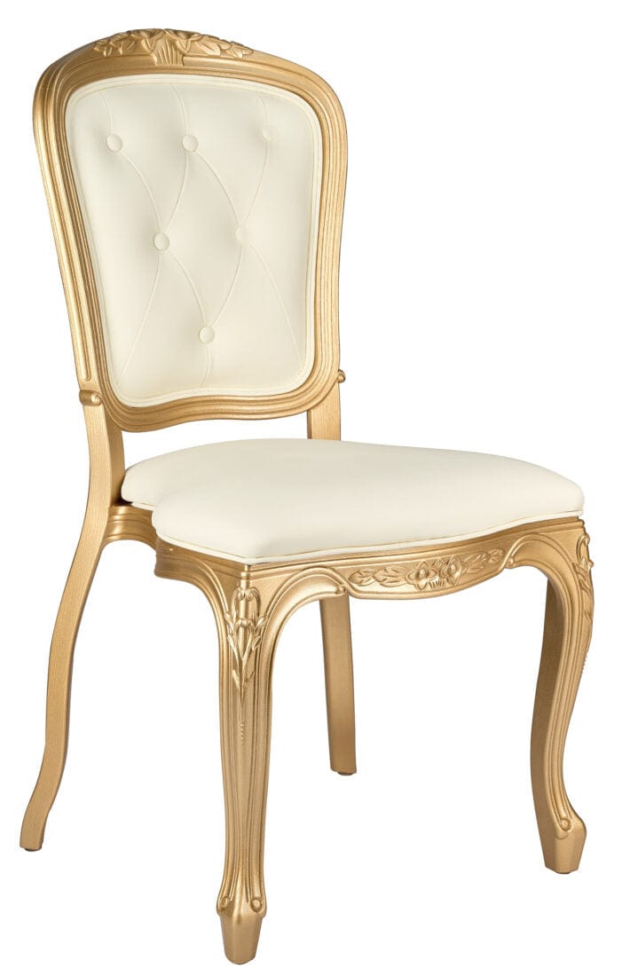 Ivory Vinyl Seat and Ivory Vinyl Tufted Back