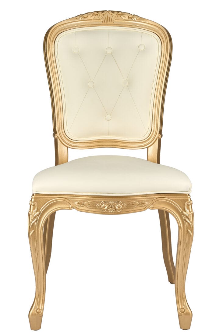 Ivory Vinyl Seat and Ivory Vinyl Tufted Back