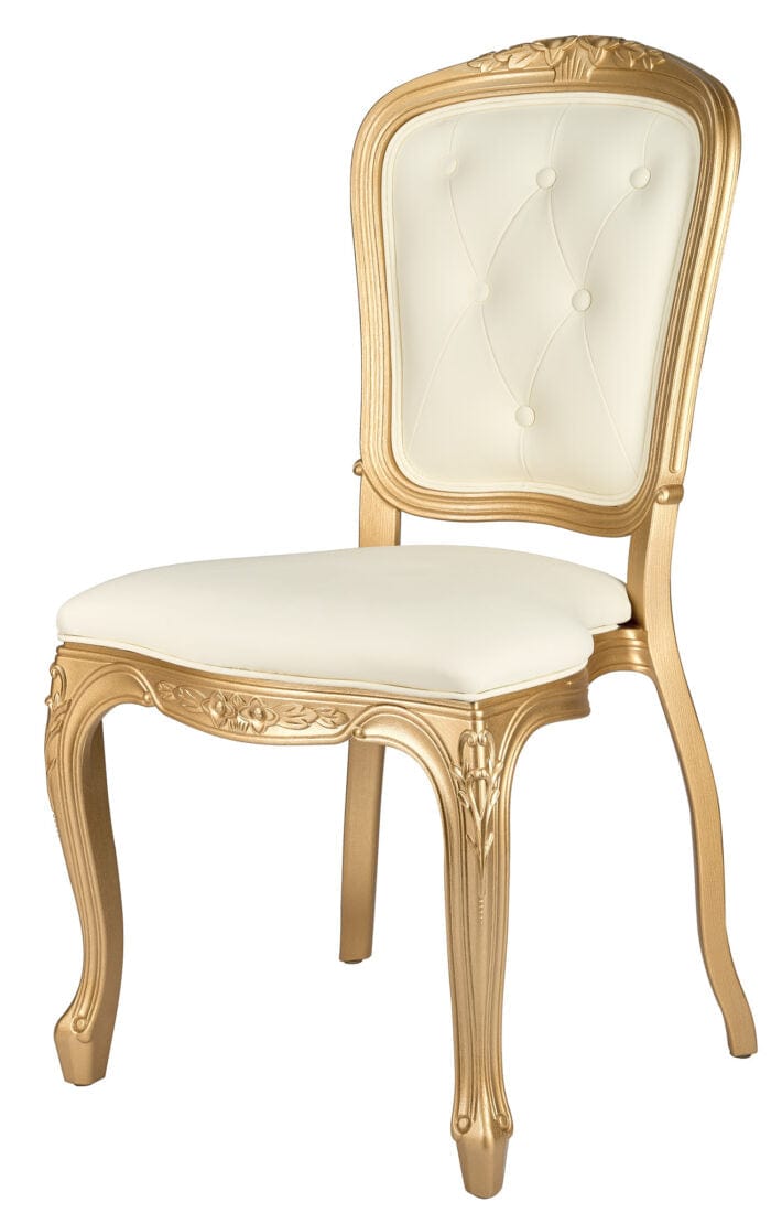 Ivory Vinyl Seat and Ivory Vinyl Tufted Back