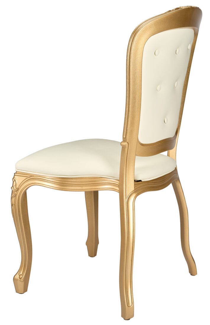 Ivory Vinyl Seat and Ivory Vinyl Tufted Back