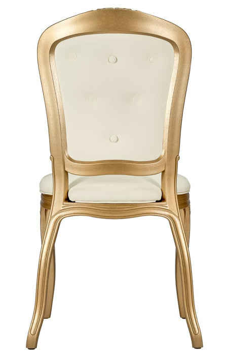 Ivory Vinyl Seat and Ivory Vinyl Tufted Back