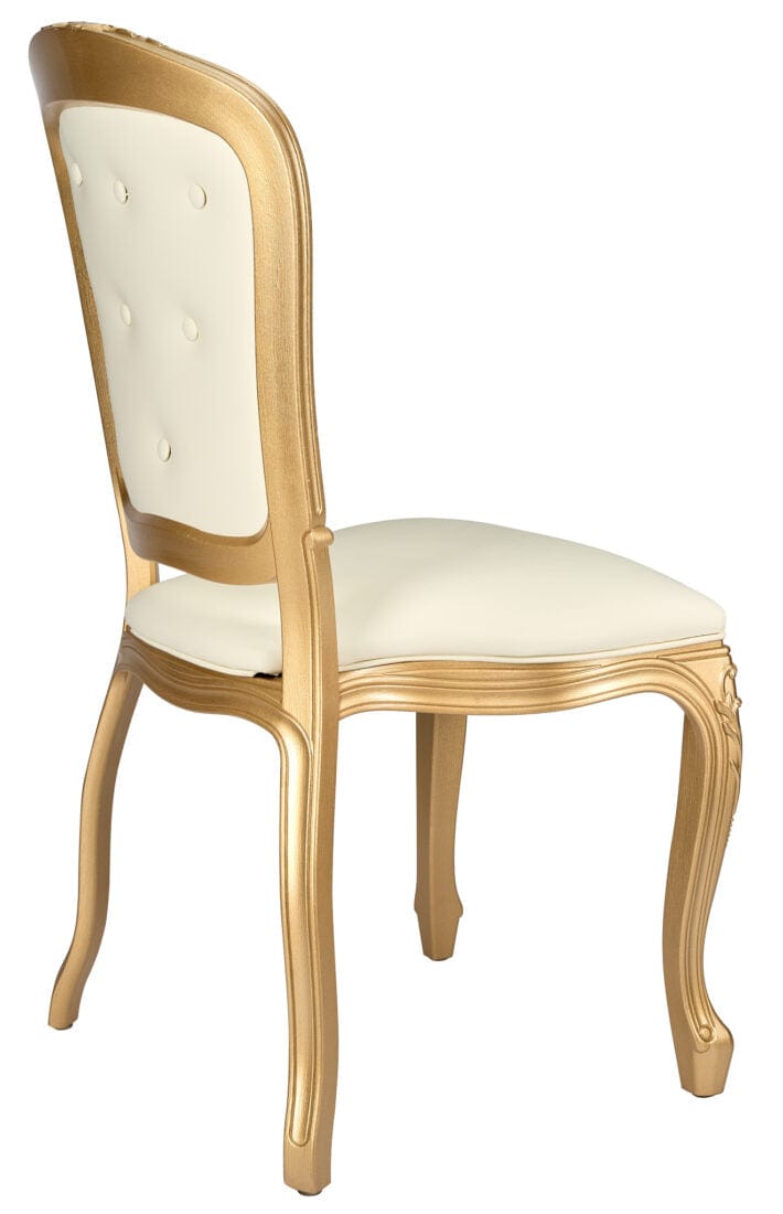 Ivory Vinyl Seat and Ivory Vinyl Tufted Back