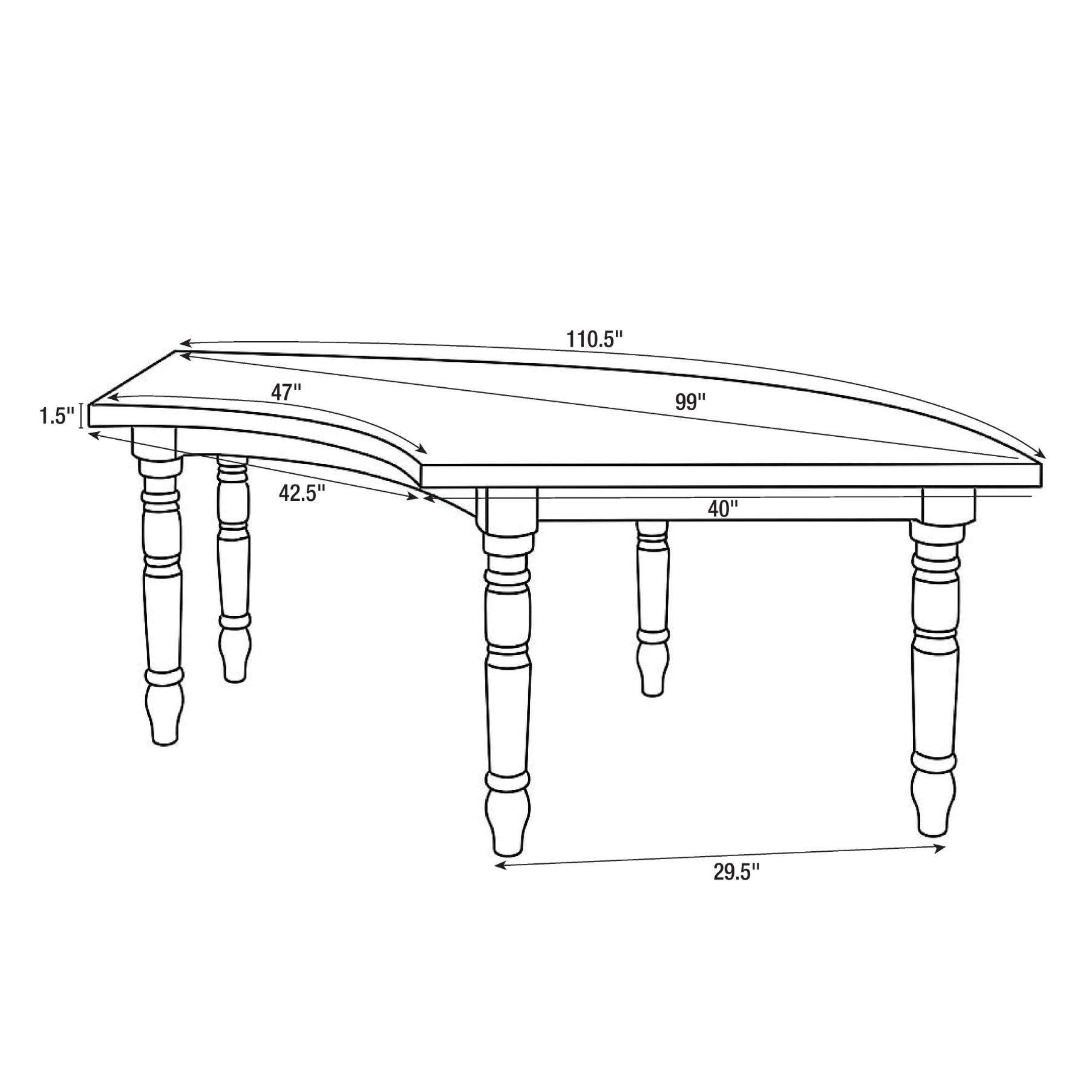 99" x 40" Chestnut Serpentine Fluted Leg Wood Farm Table, Image 11
