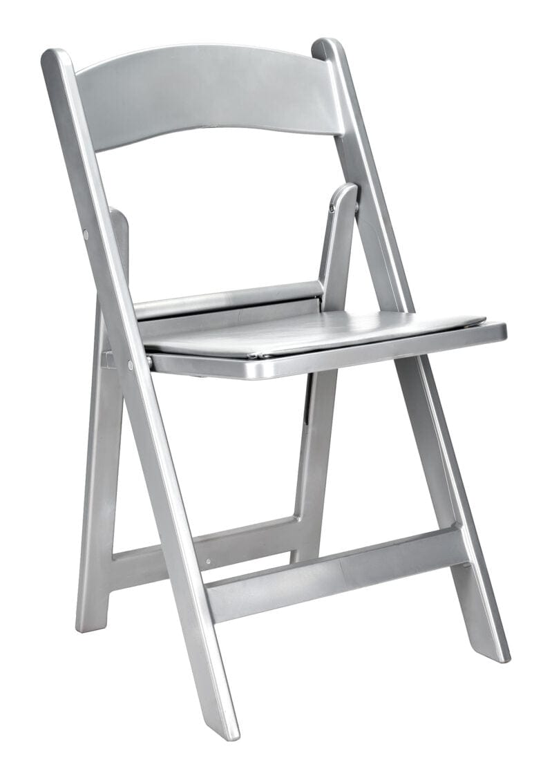 4 Pack Silver Resin Folding Chair with Vinyl Padded Seat for Indoor and Outdoor Patio Use, Image 2