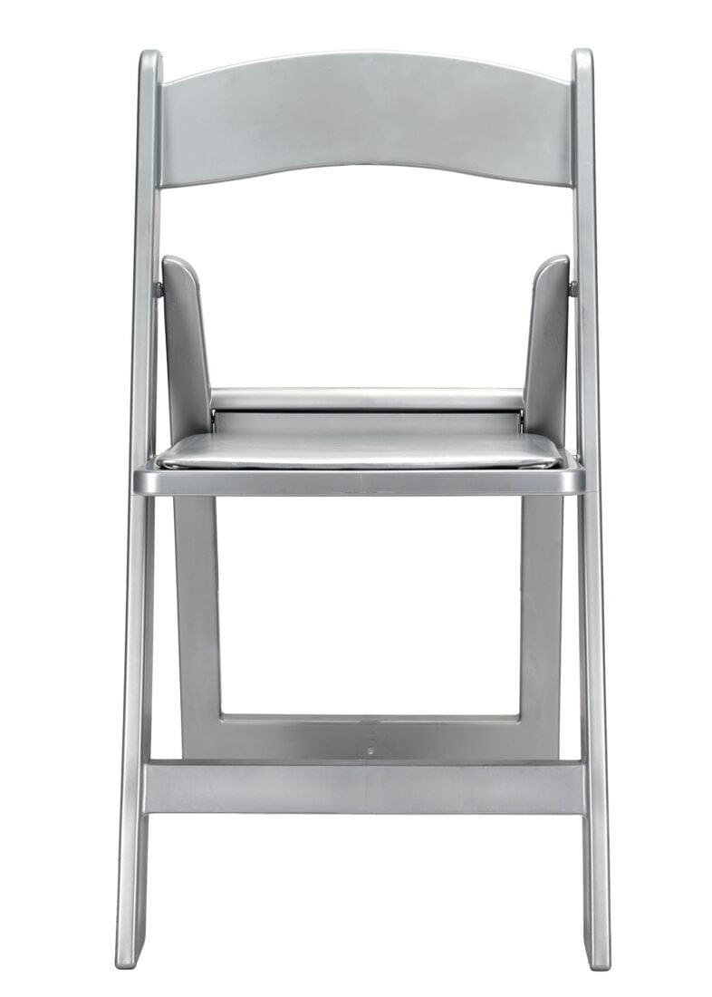 4 Pack Silver Resin Folding Chair with Vinyl Padded Seat for Indoor and Outdoor Patio Use, Image 3