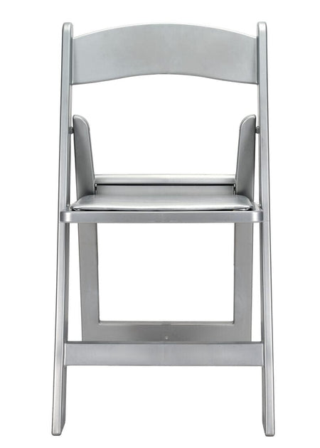 4 Pack Silver Resin Folding Chair with Vinyl Padded Seat for Indoor and Outdoor Patio Use, Image 3