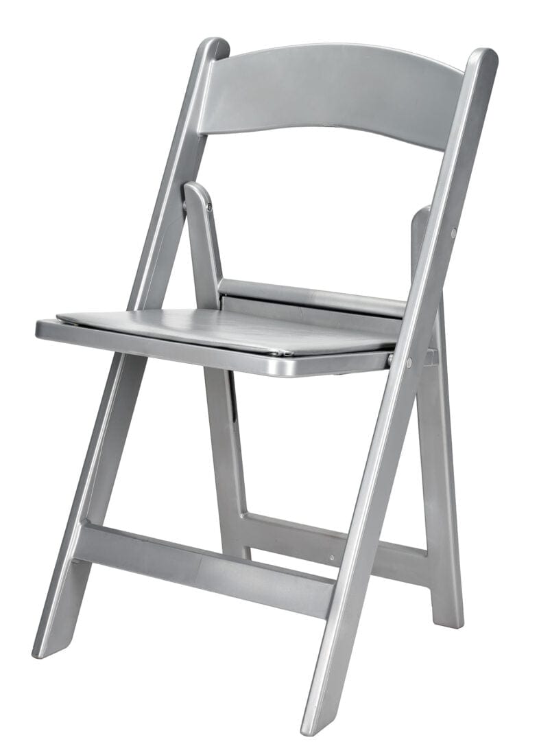 4 Pack Silver Resin Folding Chair with Vinyl Padded Seat for Indoor and Outdoor Patio Use, Image 4