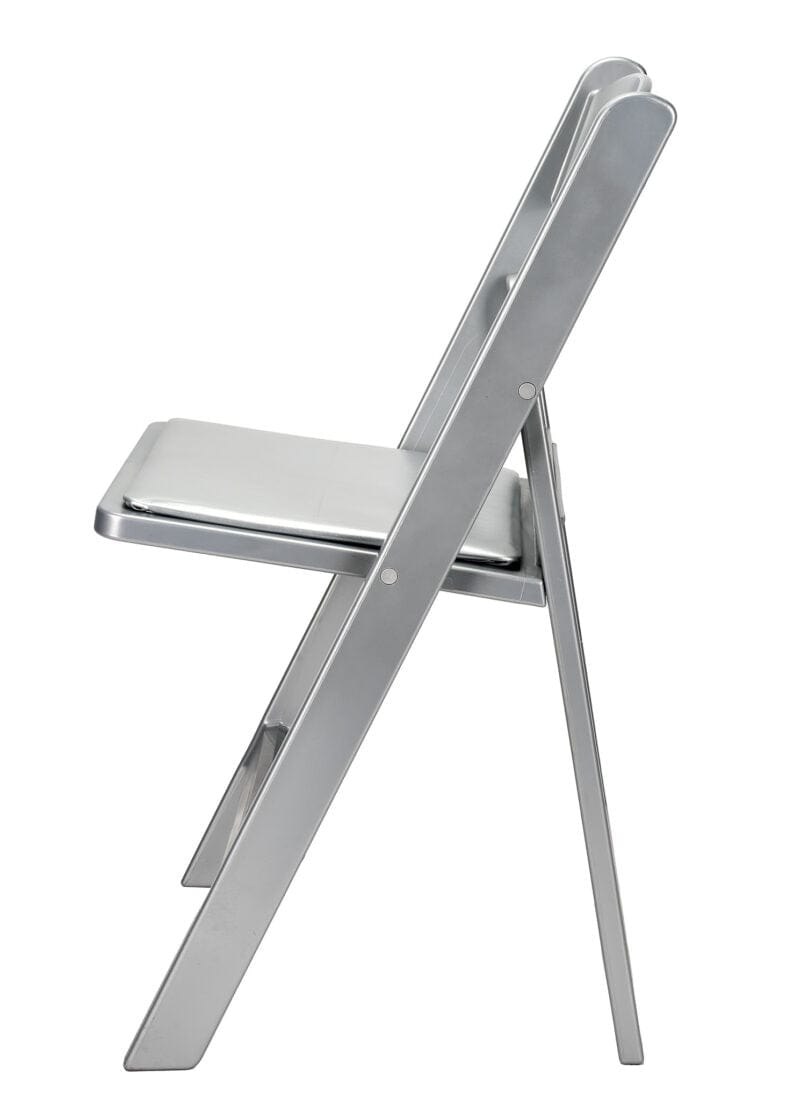4 Pack Silver Resin Folding Chair with Vinyl Padded Seat for Indoor and Outdoor Patio Use, Image 5