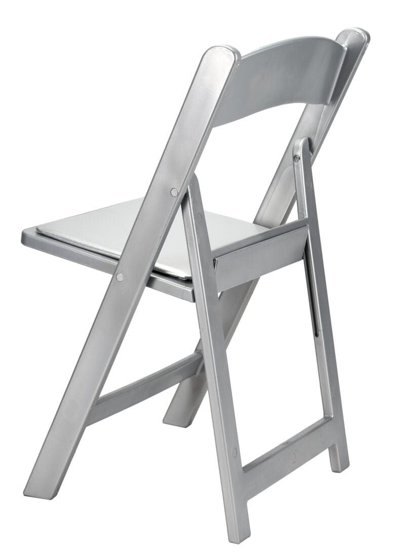 4 Pack Silver Resin Folding Chair with Vinyl Padded Seat for Indoor and Outdoor Patio Use, Image 6