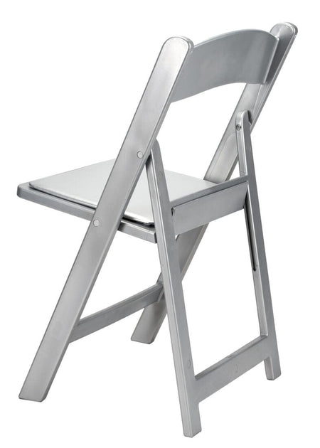 4 Pack Silver Resin Folding Chair with Vinyl Padded Seat for Indoor and Outdoor Patio Use, Image 6