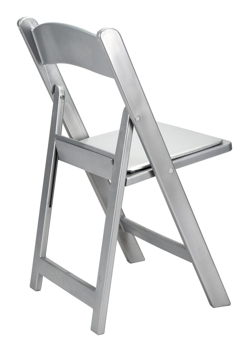 4 Pack Silver Resin Folding Chair with Vinyl Padded Seat for Indoor and Outdoor Patio Use, Image 8
