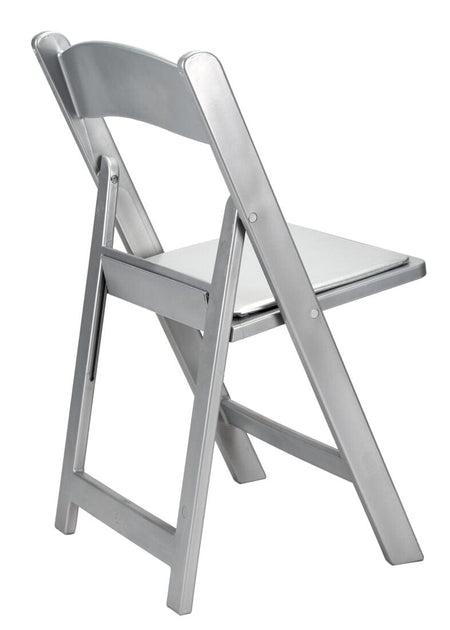 4 Pack Silver Resin Folding Chair with Vinyl Padded Seat for Indoor and Outdoor Patio Use, Image 8