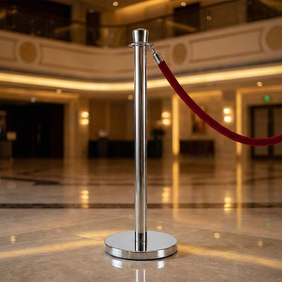 Chrome Polished Stanchion with Weighted Base and Crown Top