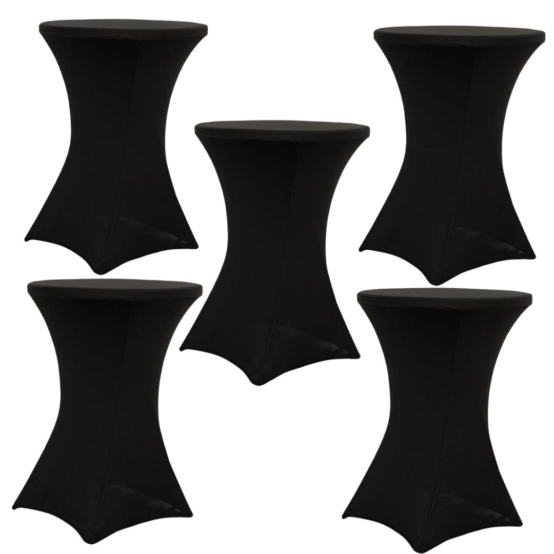 Black 5-Pack 30/32" Spandex Cocktail Table Covers for Home Kitchen Patio Entertaining Parties, 250gsm, Image 2