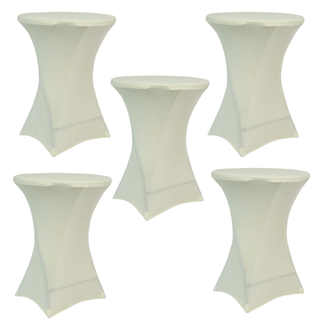 Ivory 5-Pack 30/32" Spandex Cocktail Table Covers for Home Kitchen Patio Entertaining Gatherings, 250gsm, Image 2
