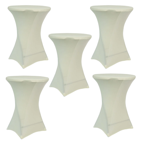Ivory 5-Pack 30/32" Spandex Cocktail Table Covers for Home Kitchen Patio Entertaining Gatherings, 250gsm, Image 2