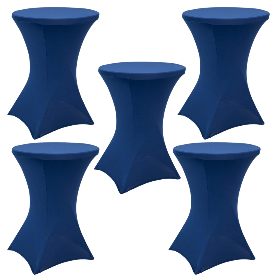 Navy Blue 5-Pack 30/32" Spandex Cocktail Table Covers for Home Kitchen Patio Entertaining Events, 250gsm