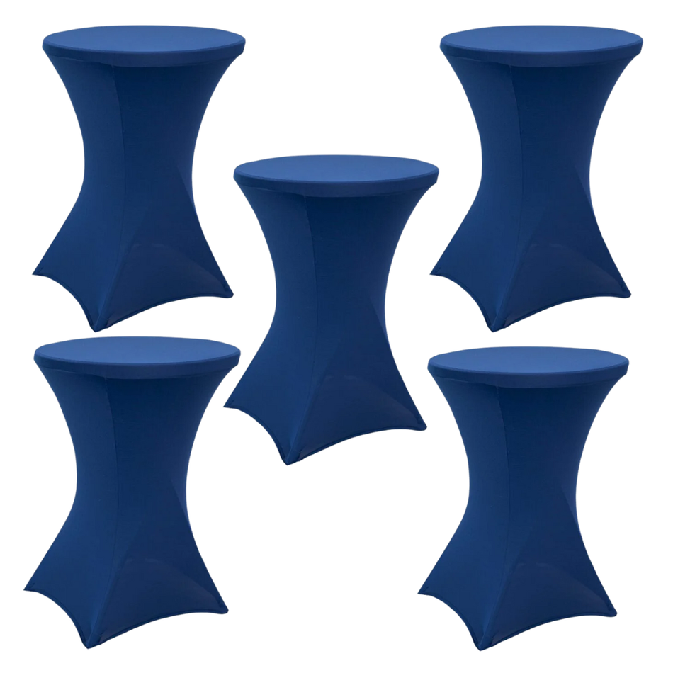 Navy Blue 5-Pack 36" Spandex Cocktail Table Covers for Home Kitchen Patio Entertaining Events, 250gsm