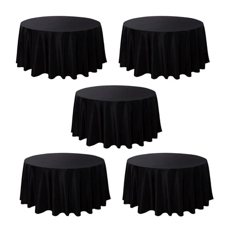 Black 5-Pack 120" Round Polyester Tablecloths for Home Dining Kitchen Entertaining Parties, 190gsm, Image 2