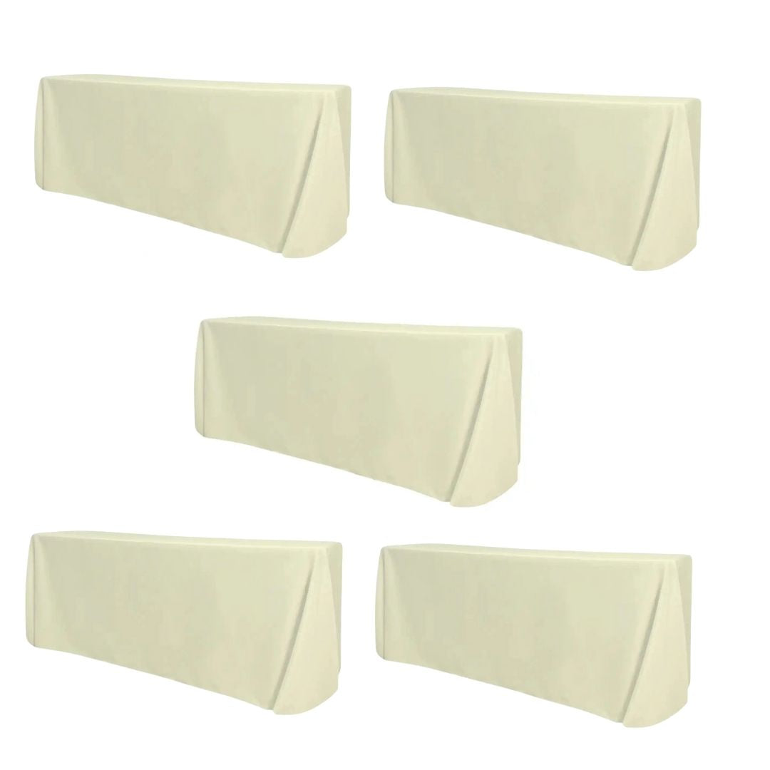 Ivory 5-Pack 90" x 132" Rectangle Polyester Tablecloths for Home Dining Kitchen Entertaining Gatherings, 190gsm, Image 2