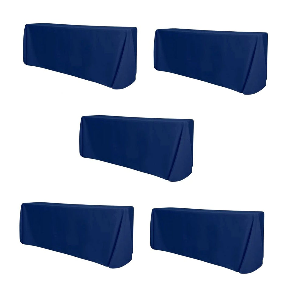 Navy Blue 5-Pack 90" x 132" Rectangle Polyester Tablecloths for Home Dining Kitchen Entertaining Events, 190gsm