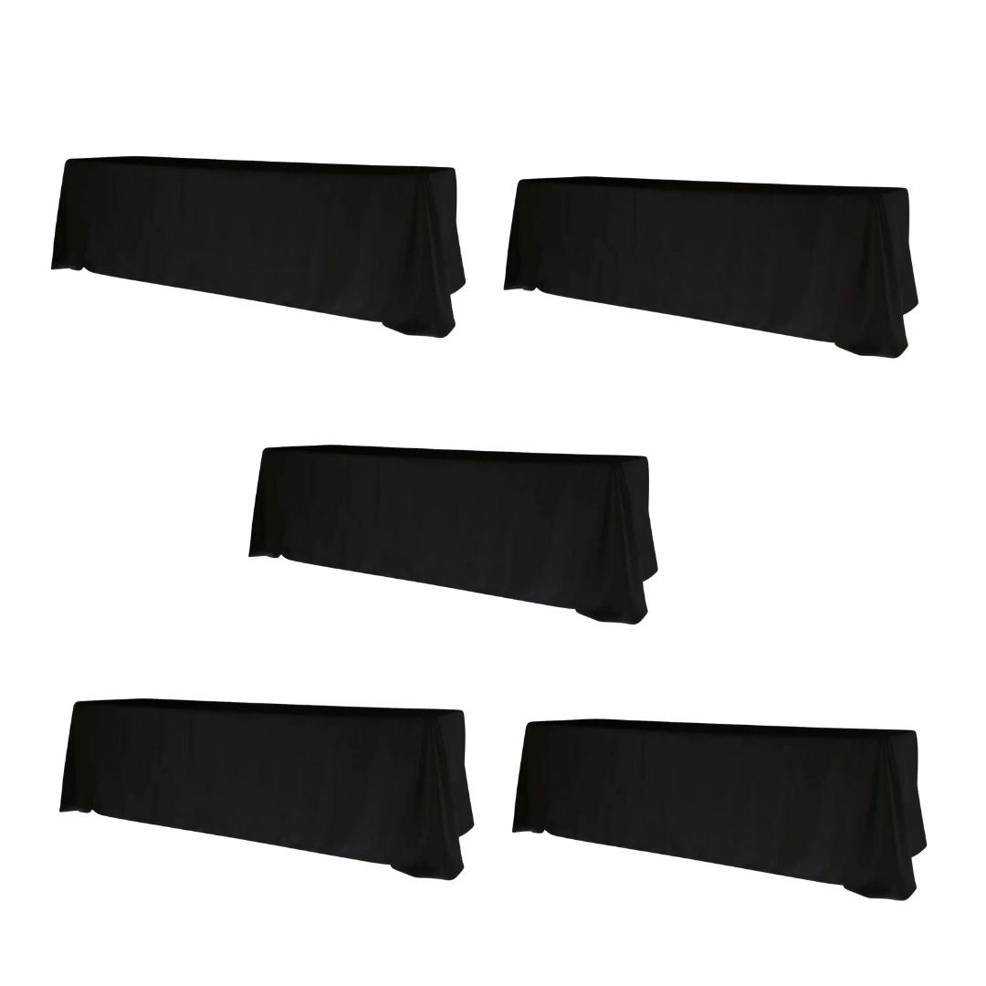 Black 5-Pack 90" x 156" Rectangle Polyester Tablecloths for Home Dining Kitchen Entertaining Parties, 190gsm, Image 2
