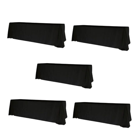 Black 5-Pack 90" x 156" Rectangle Polyester Tablecloths for Home Dining Kitchen Entertaining Parties, 190gsm, Image 2