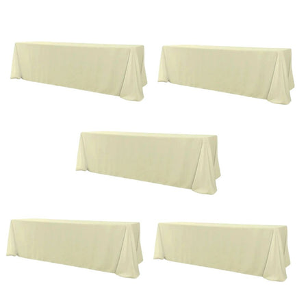 Ivory 5-Pack 90" x 156" Rectangle Polyester Tablecloths for Home Dining Kitchen Entertaining Gatherings, 190gsm, Image 2