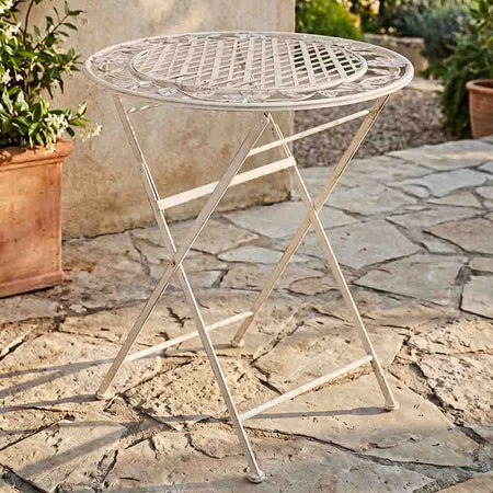 28" Antique White Bistro Table – Round Patio & Balcony Table, Image 1