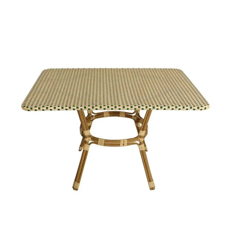 Outdoor Bistro Table 48x36 Glass Top – Beige/Green PE Rattan (Patio Dining), Image 5