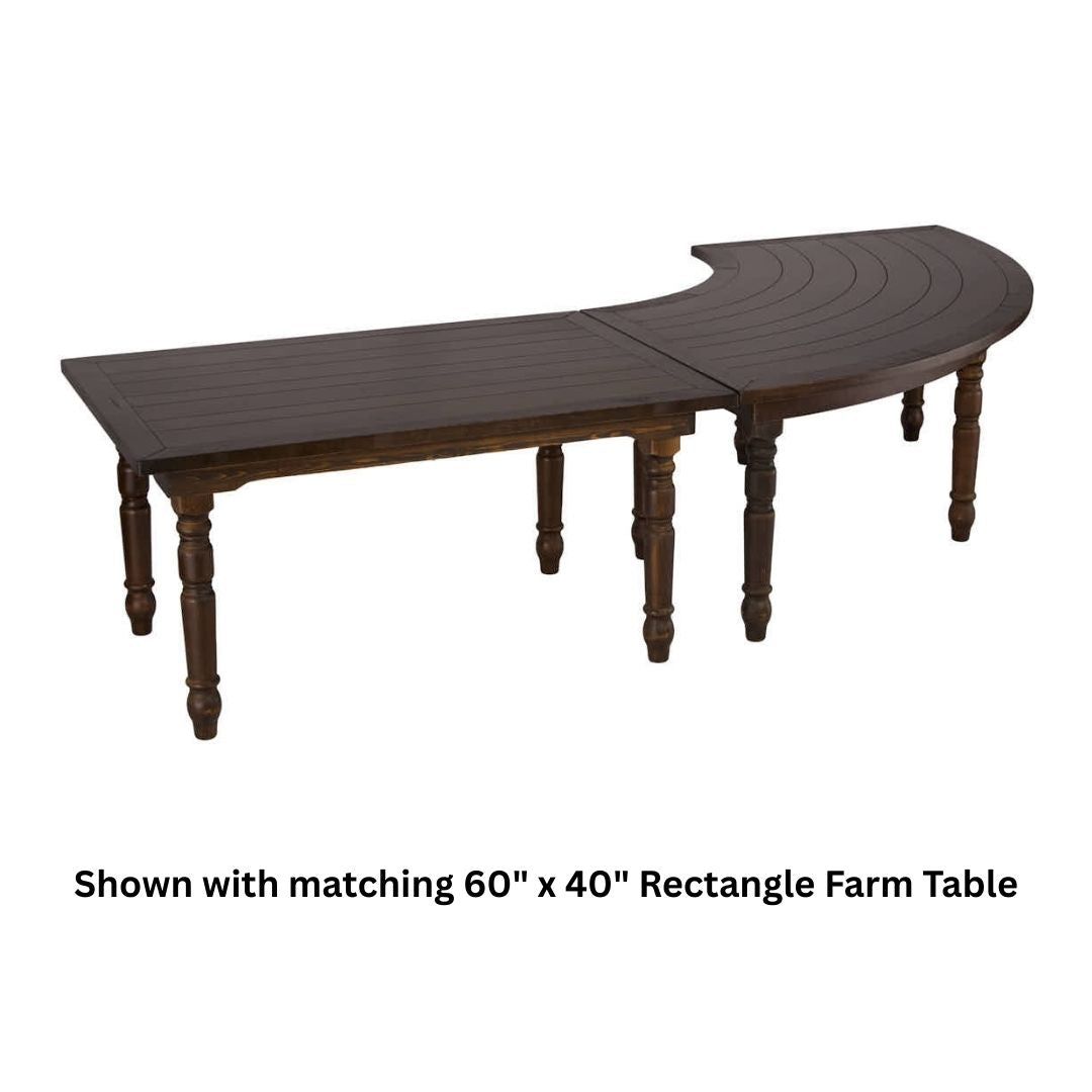 99" x 40" Fruitwood Serpentine Fluted Leg Wood Farm Table, Image 9