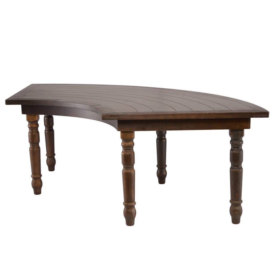 99" x 40" Fruitwood Serpentine Fluted Leg Wood Farm Table