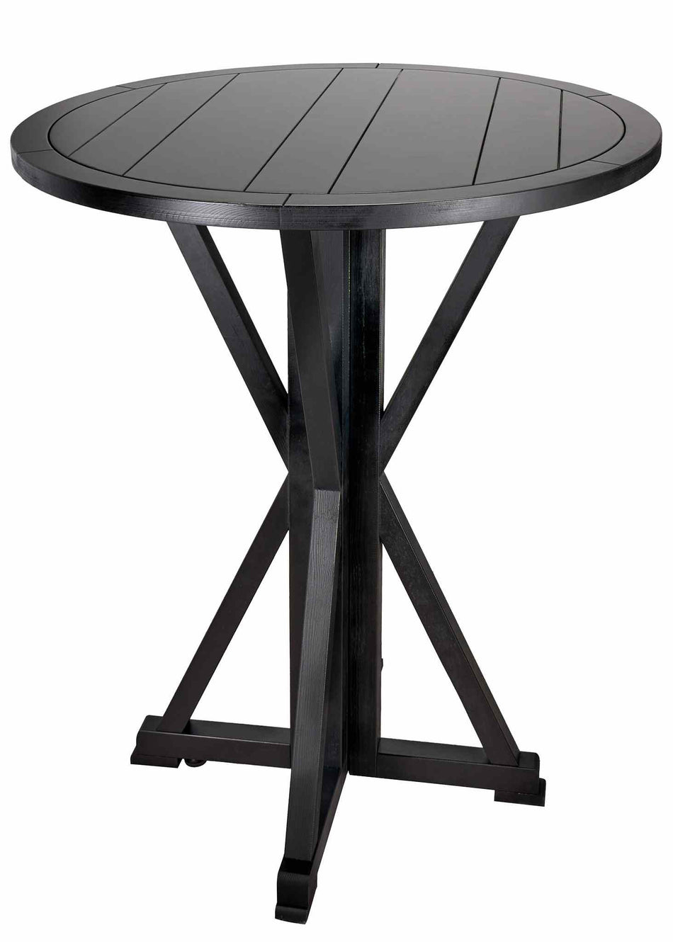 36" Black Round Farmhouse Cocktail Table — 42" Bar Height, Seats 2–4 (Patio/Bar/Kitchen Nook)