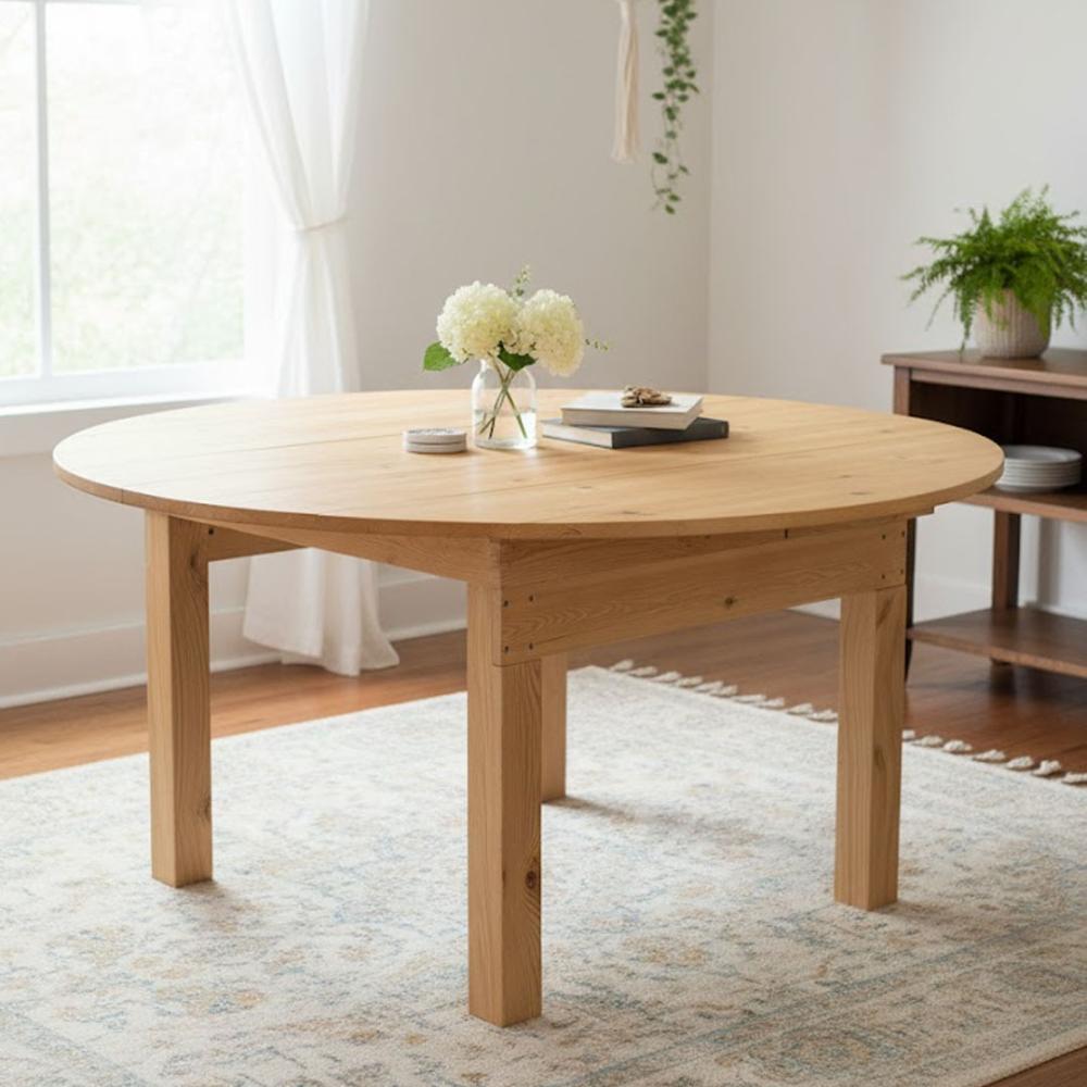 60" Round Pine Farm Table — Seats 8, Rustic Dining Room, Image 1