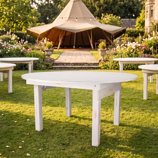 60" Round Distressed Farm Table – Seats 8 (Dining Room), Image 1