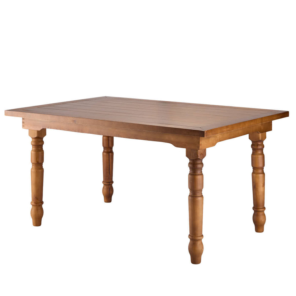 60" x 40" Chestnut Rectangle Fluted Leg Wood Farm Table