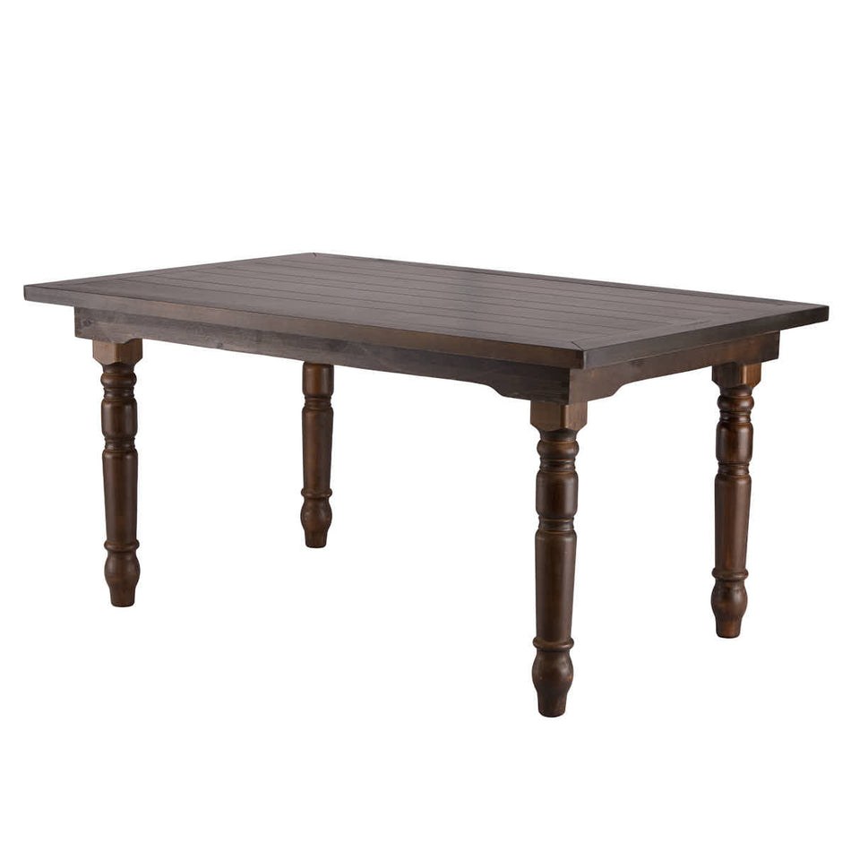 60" x 40" Fruitwood Rectangle Fluted Leg Wood Farm Table