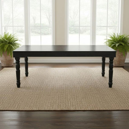 Farmhouse Dining Table 96"x40" Black Fluted-Leg Solid Pine — Dining Room (Seats 8–10), Image 1