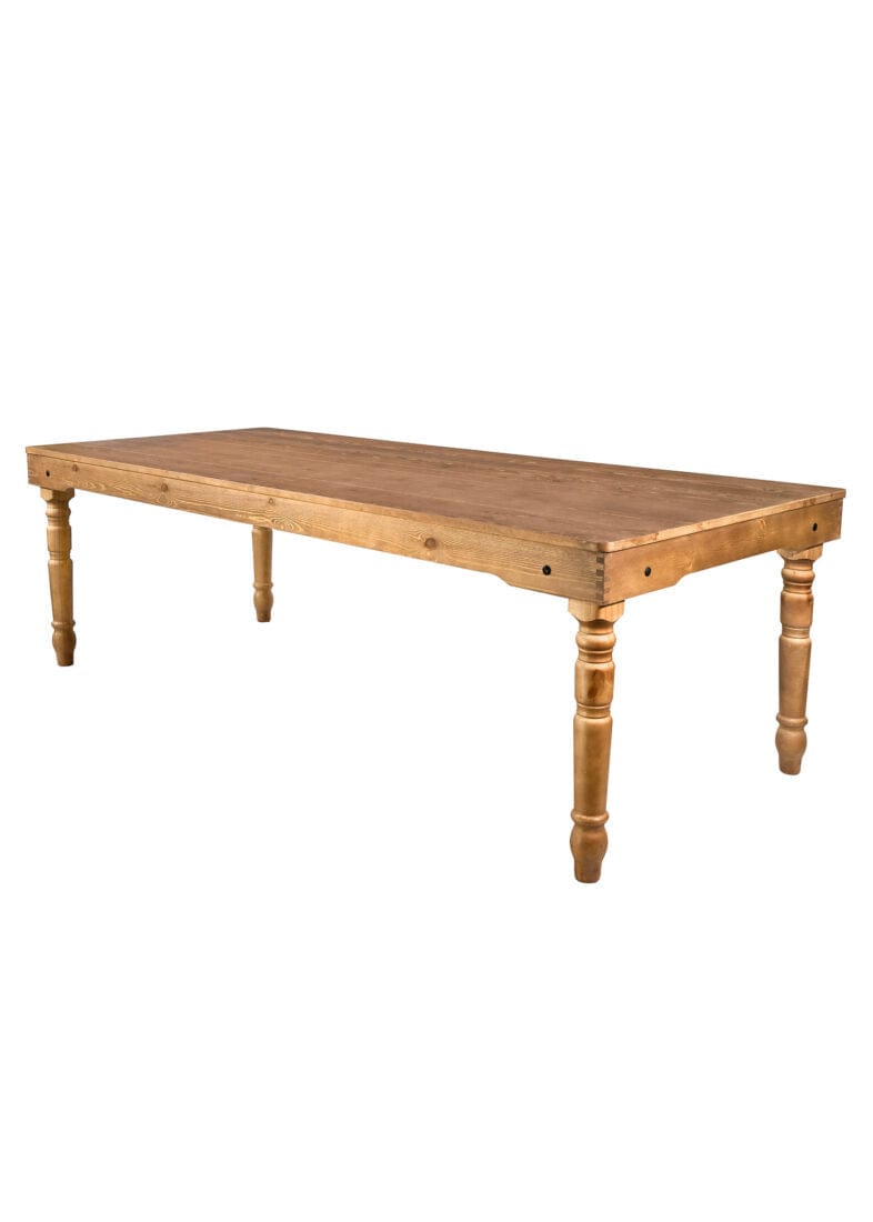 Farmhouse Dining Table 96" x 40" Chestnut – Solid Pine Rectangular, Seats 8–10 | Dining Room