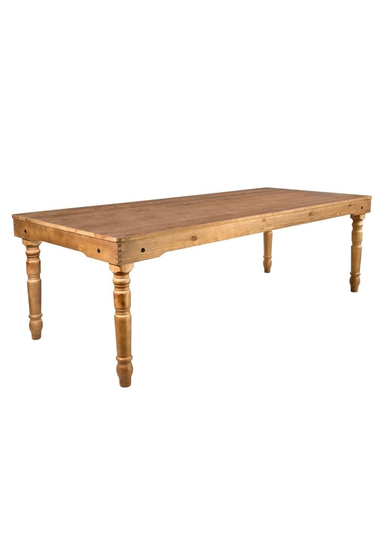 Farmhouse Dining Table 96" x 40" Chestnut – Solid Pine Rectangular, Seats 8–10 | Dining Room, Image 3
