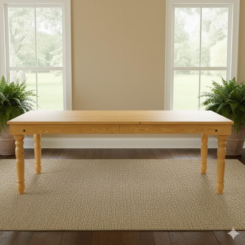 Farmhouse Dining Table 96" x 40" – Solid Pine, Seats 8–10 | Rustic Dining Room