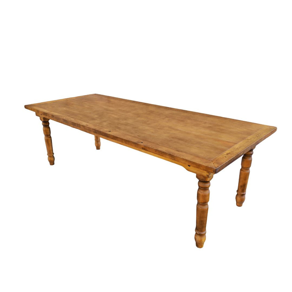 96" x 40" Chestnut Rectangle Fluted Leg Wood Farm Table