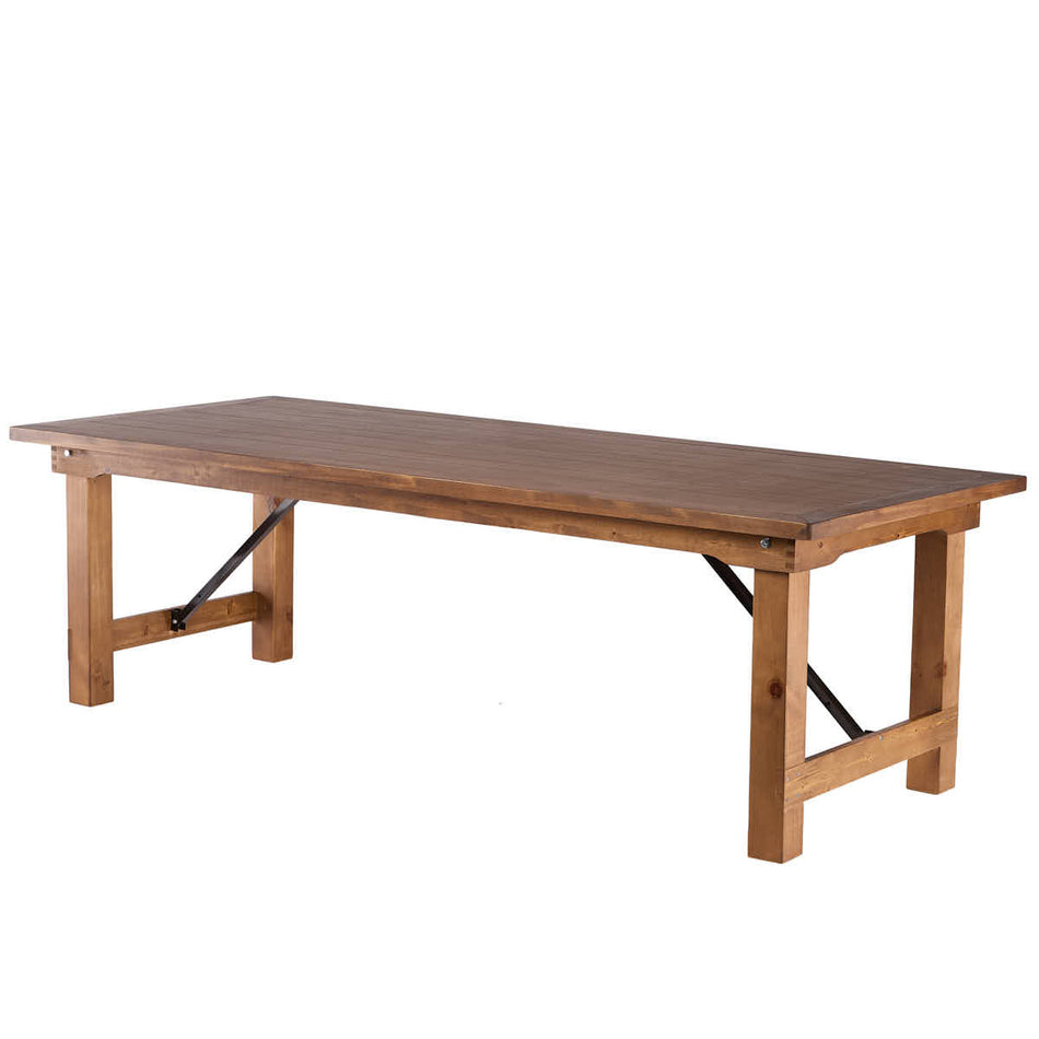 96" Farmhouse Dining Table - Chestnut Solid Pine, Seats 8-10 (Dining Room)