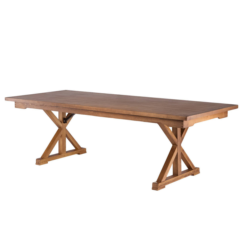 96" x 40" Chestnut Rectangle X Leg Wood Farm Table